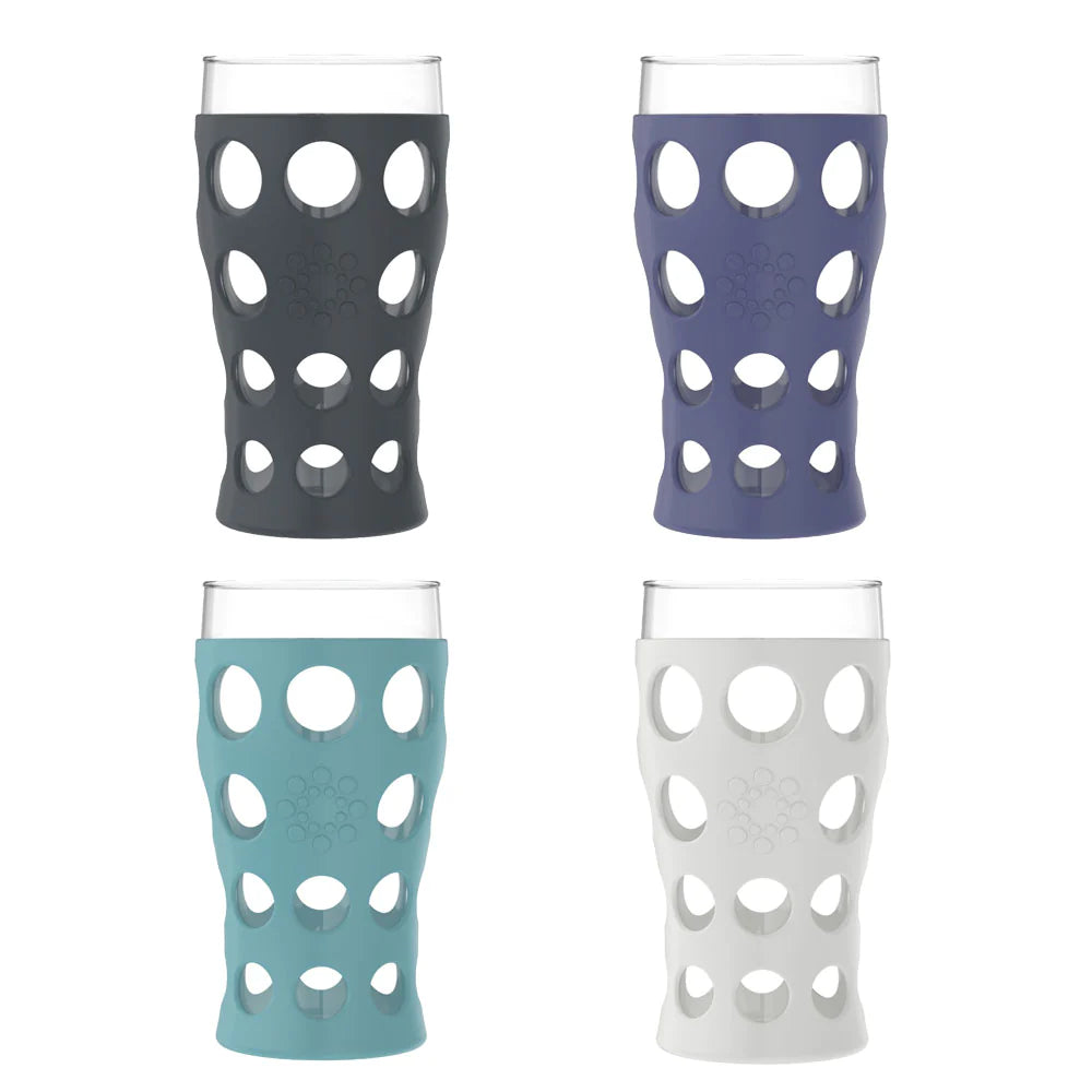 20oz Beverage Glass with Silicone Sleeve - 4 Pack