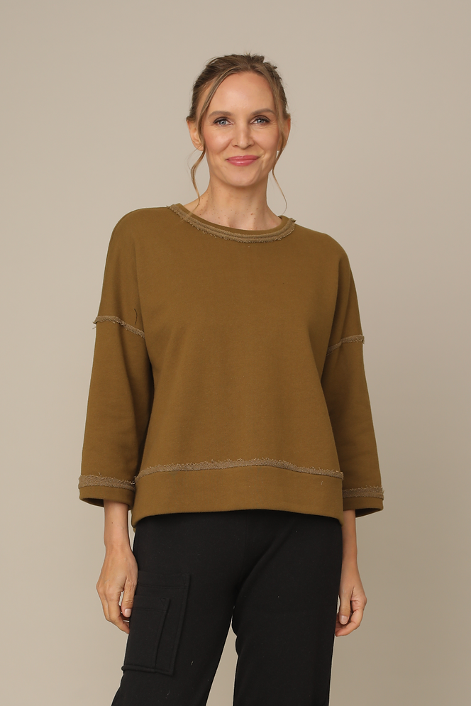 Dark Mustard French Terry Jacquard Top – Twist Boutique