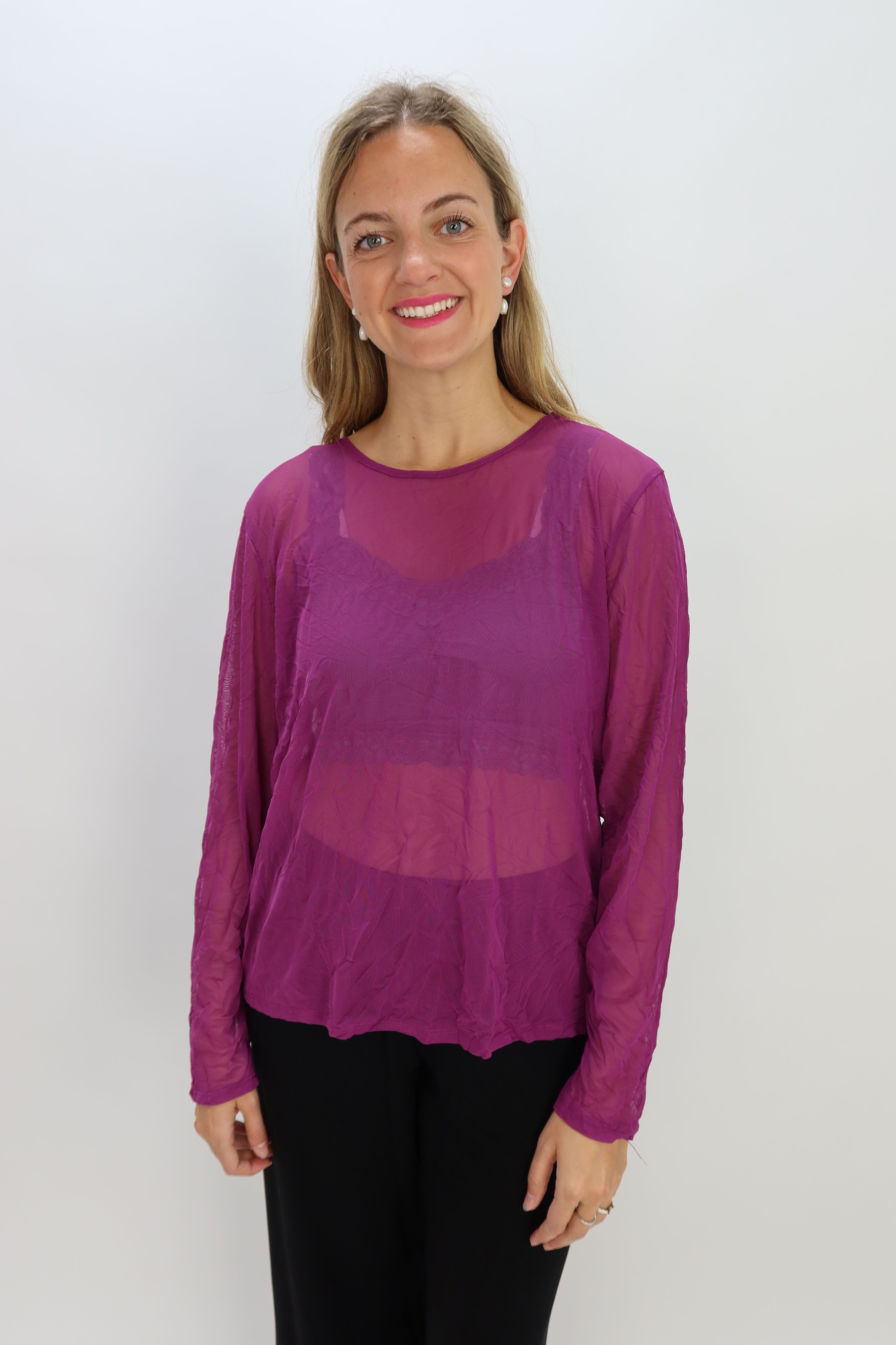 Violet Crush Long Sleeve Sheer Top – Twist Boutique