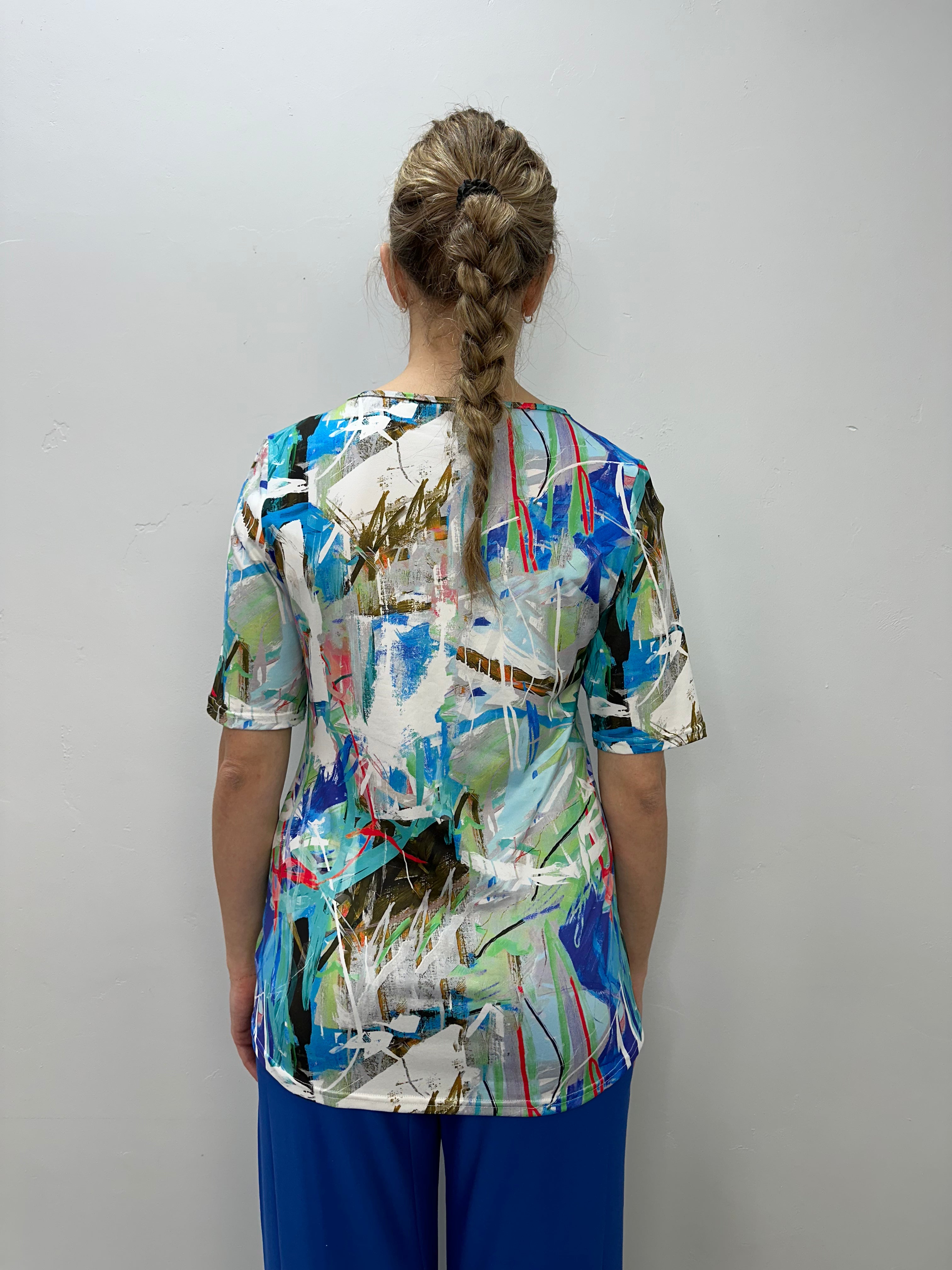 Shaped Knit Tee in Turquoise Provencal