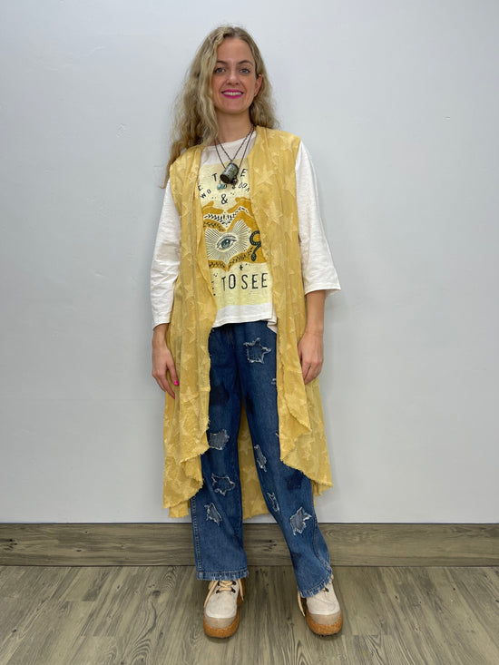 Gold Star Printed Flare Vest - One Size