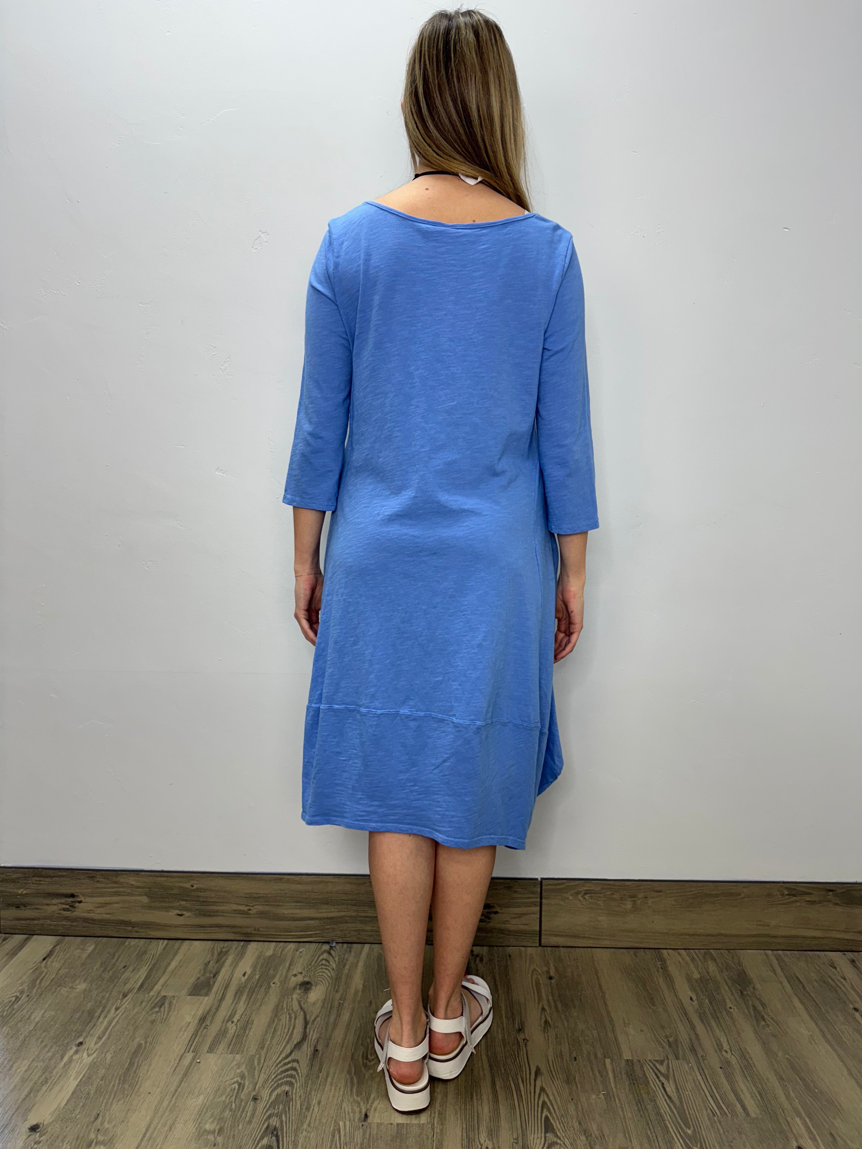 Cool Blue Cotton Tulip Dress with Pockets – Twist Boutique