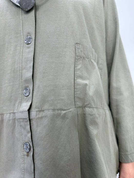 Button Down Olive Patch Shirt