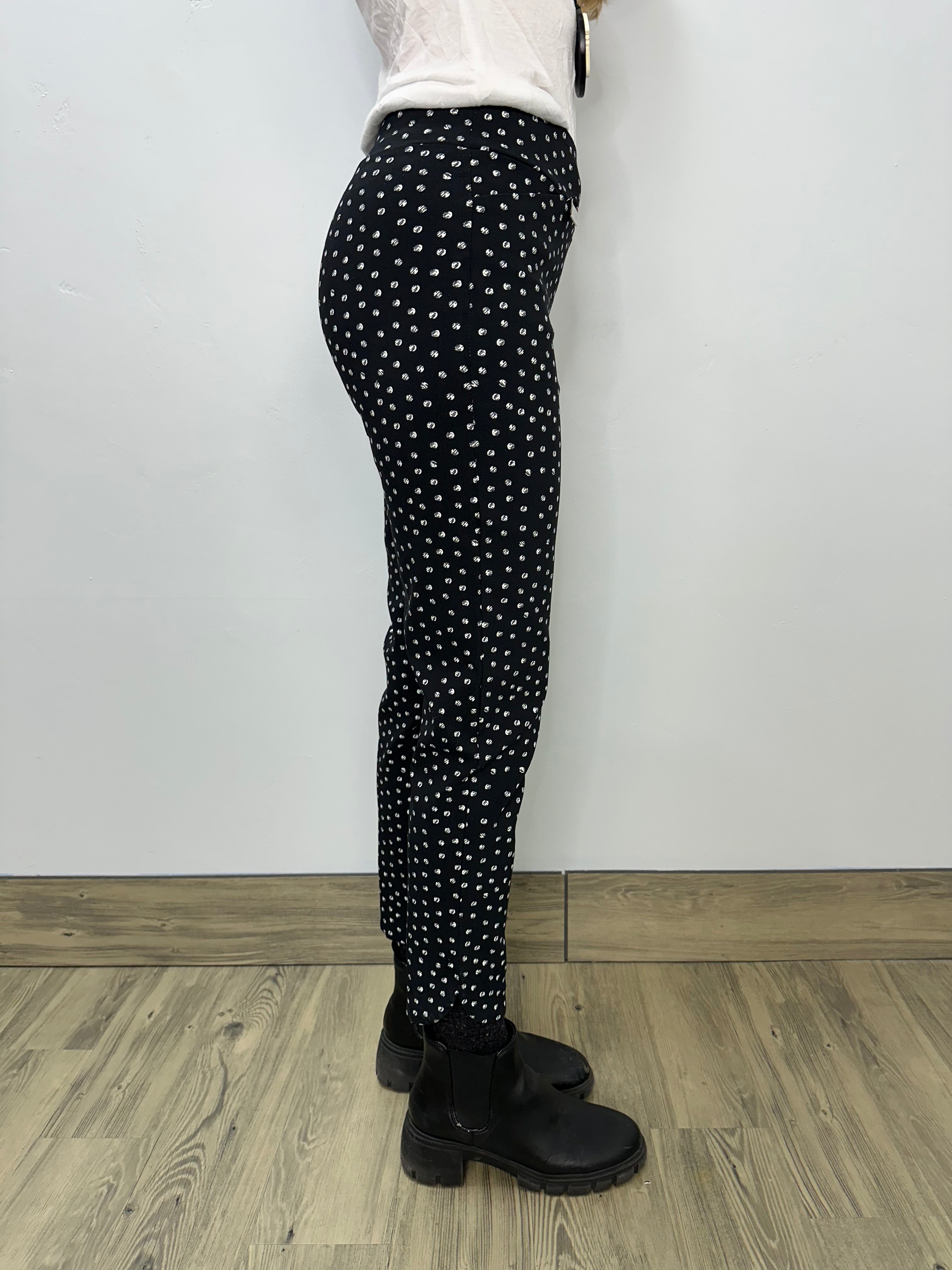 Black and White Dots Flat Front Full Length Pants – Twist Boutique