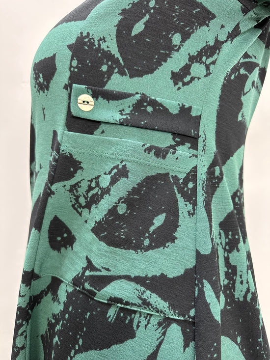 Kamala Printed Alpine Green Dress