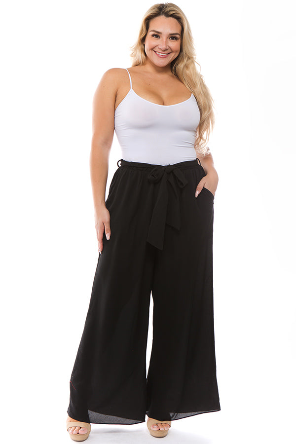 Black Flowy Dress Pant with Tie Twist Boutique Black Flowy Dress Pant with Tie Twist Boutique