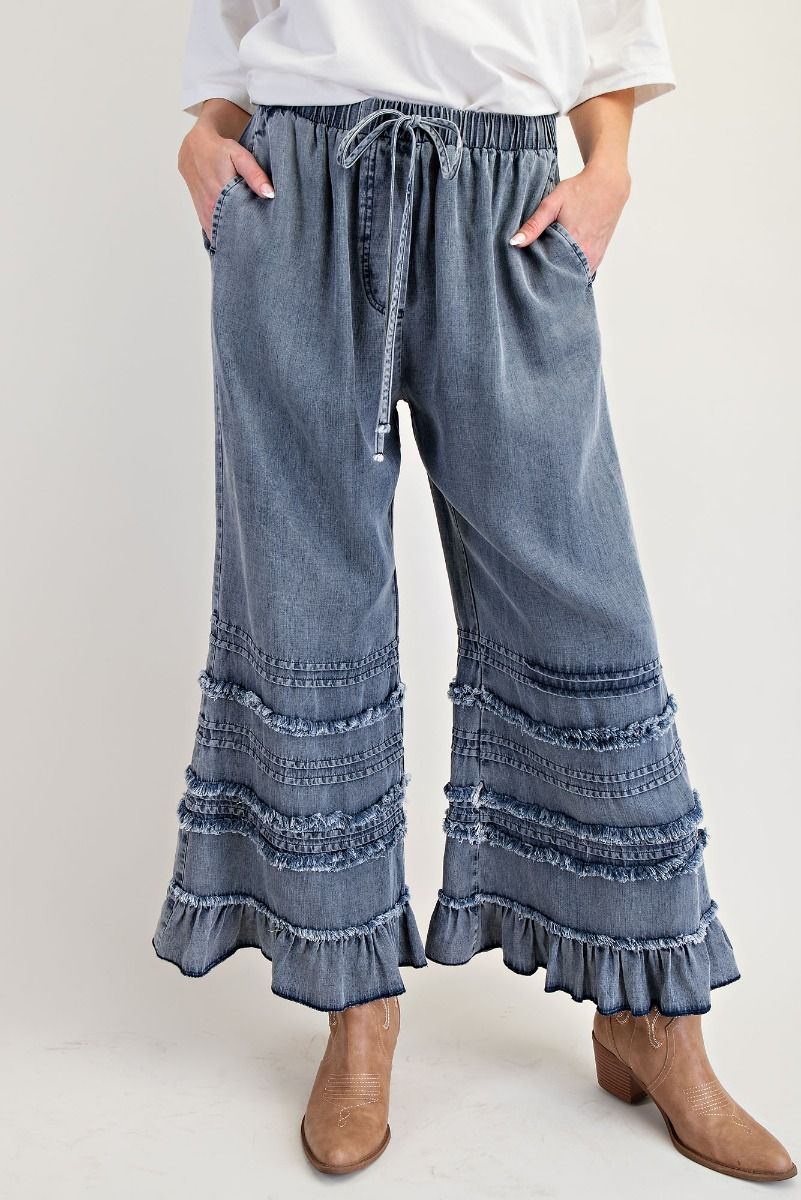 Frayed Washed Chambray Pants – Twist Boutique