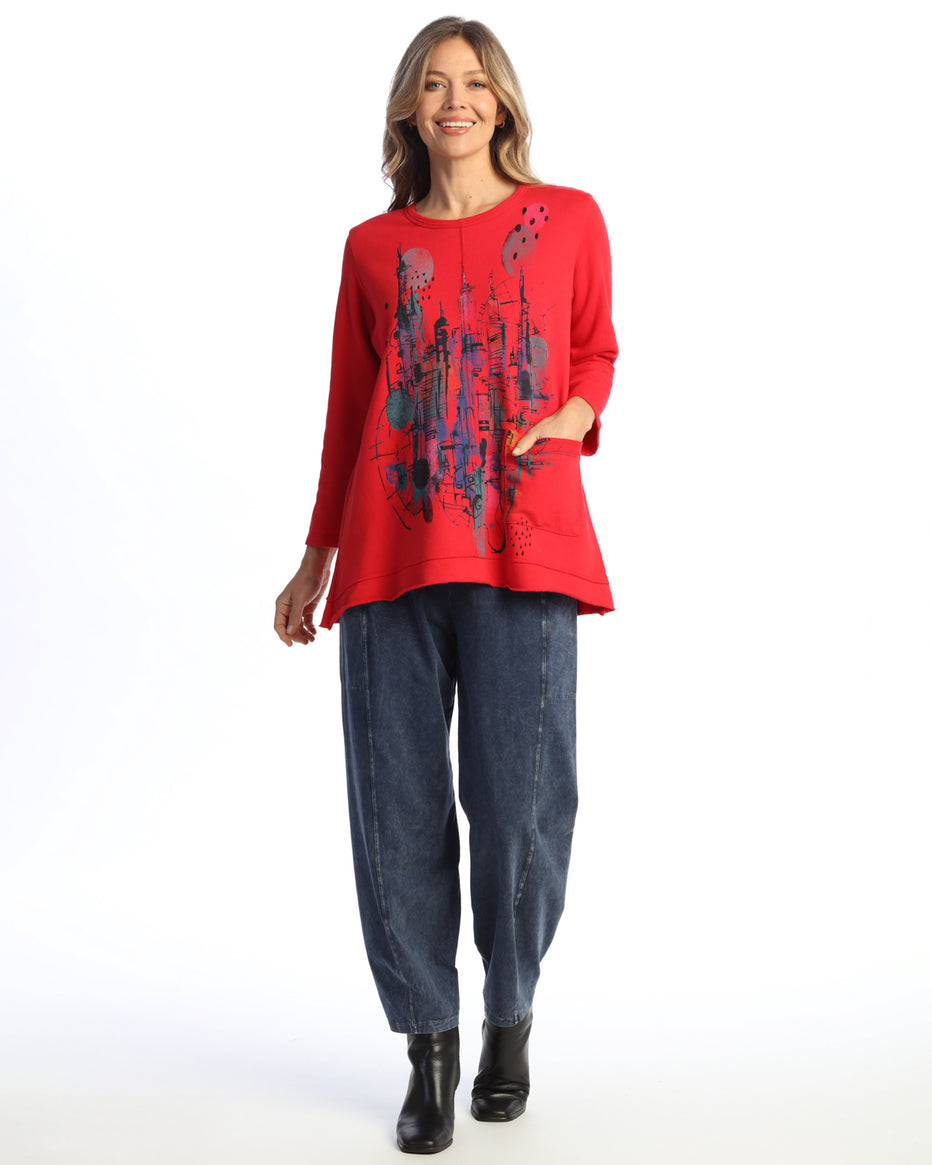 Jet Red Big Apple 100% Cotton Fleece Top – Twist Boutique