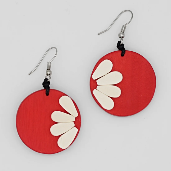 Vibrant Red Flower Earrings