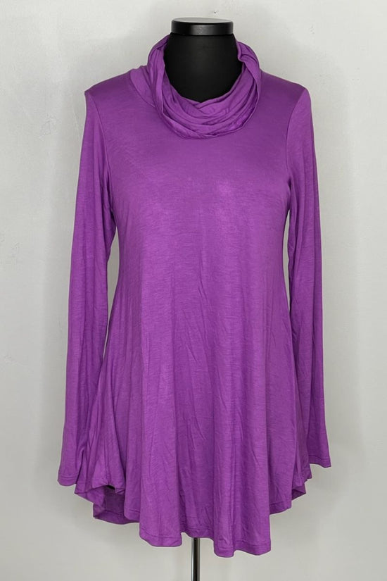 Long Sleeve Bamboo Cotton Cowl Neck - Orchid