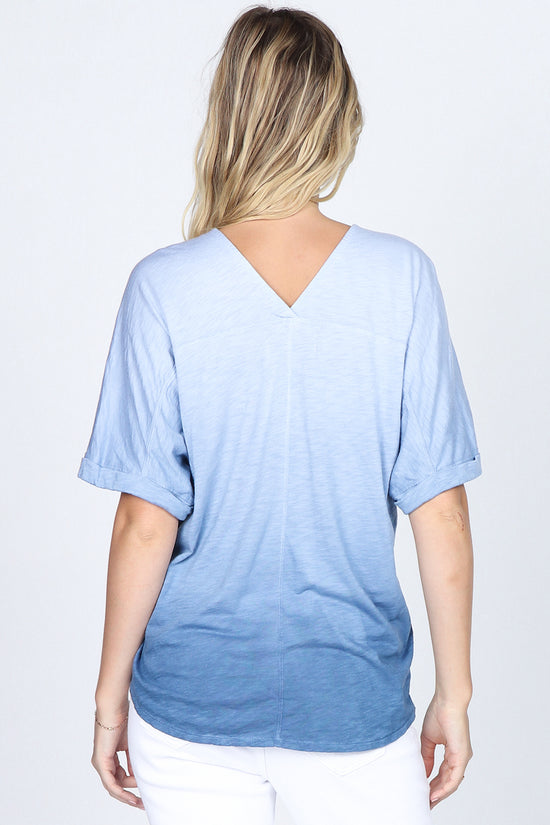 S4686B Double V-Neck Ombre Tunic Top