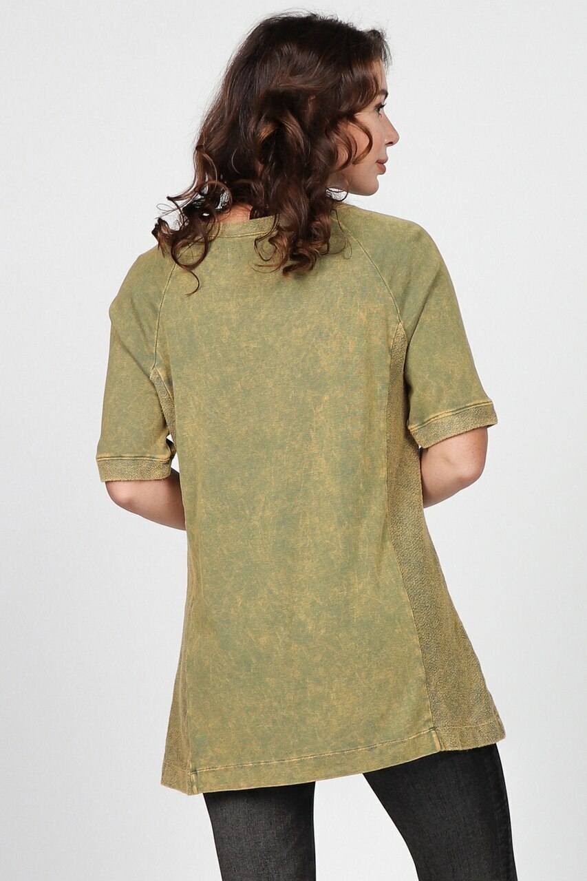 S4887A Mineral Washed Tunic with French Terry Contrast