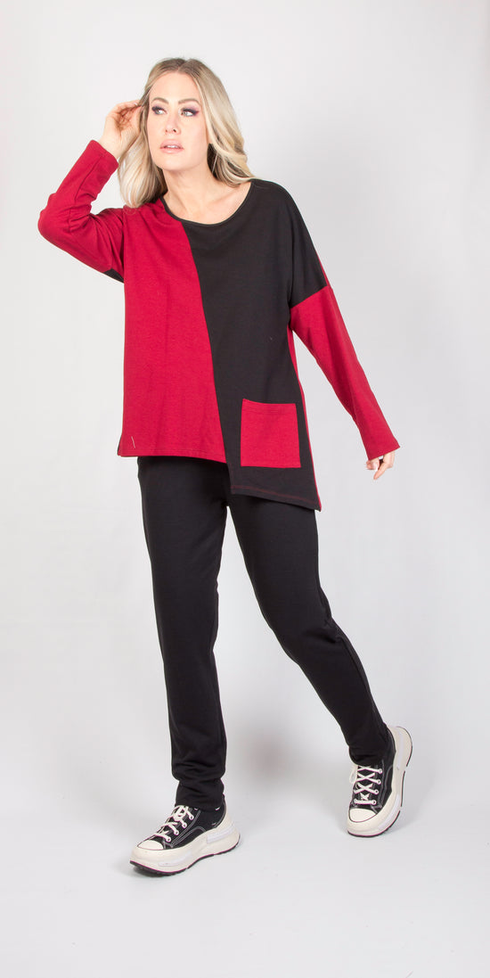Red and Black Asymmetrical Tunic