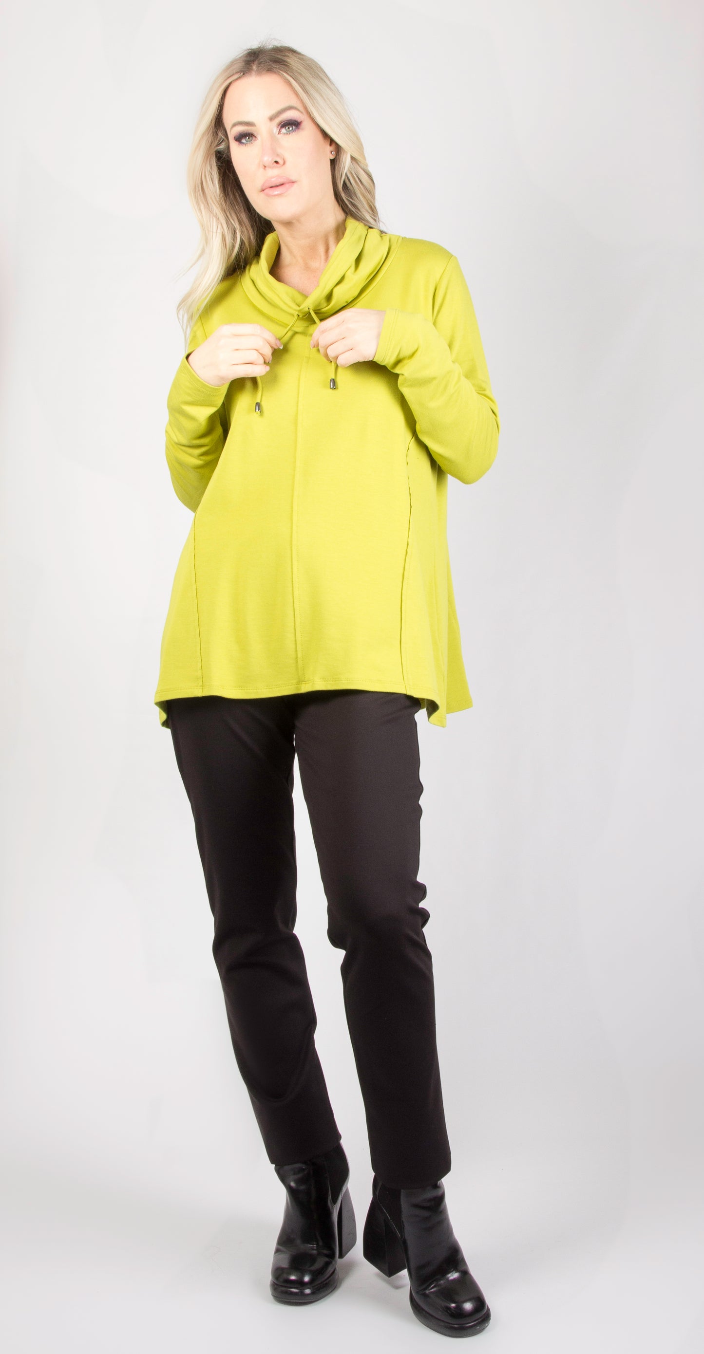 Lime Green Long Sleeve Cowl Neck Tunic