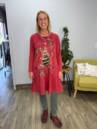 Red Christmas Wish Mineral Washed French Terry Dress with Pockets