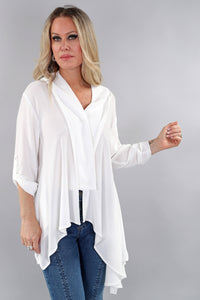 Ivory 3/4 Sleeve Flowy Poplin Blouse