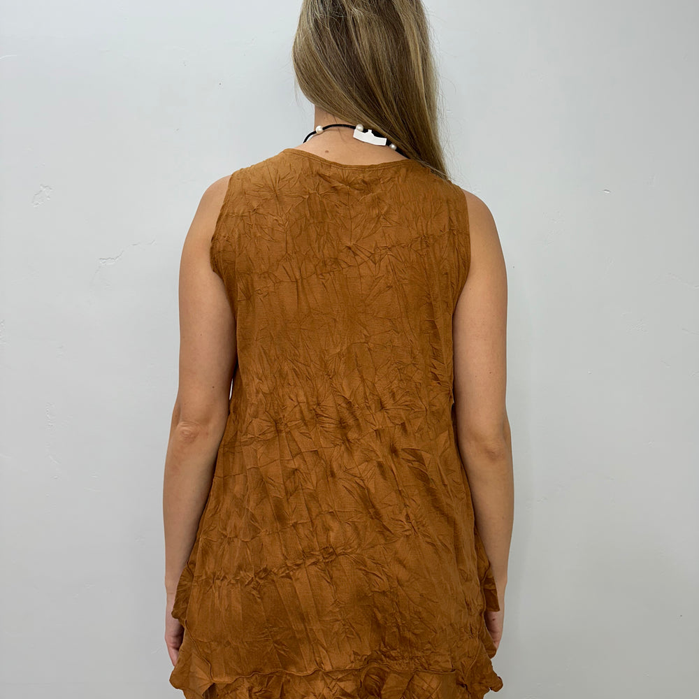 
                  
                    Copper Crinkle Sleeveless Long Tank
                  
                