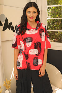 Coral Red Doodles European Crush Parachute Top