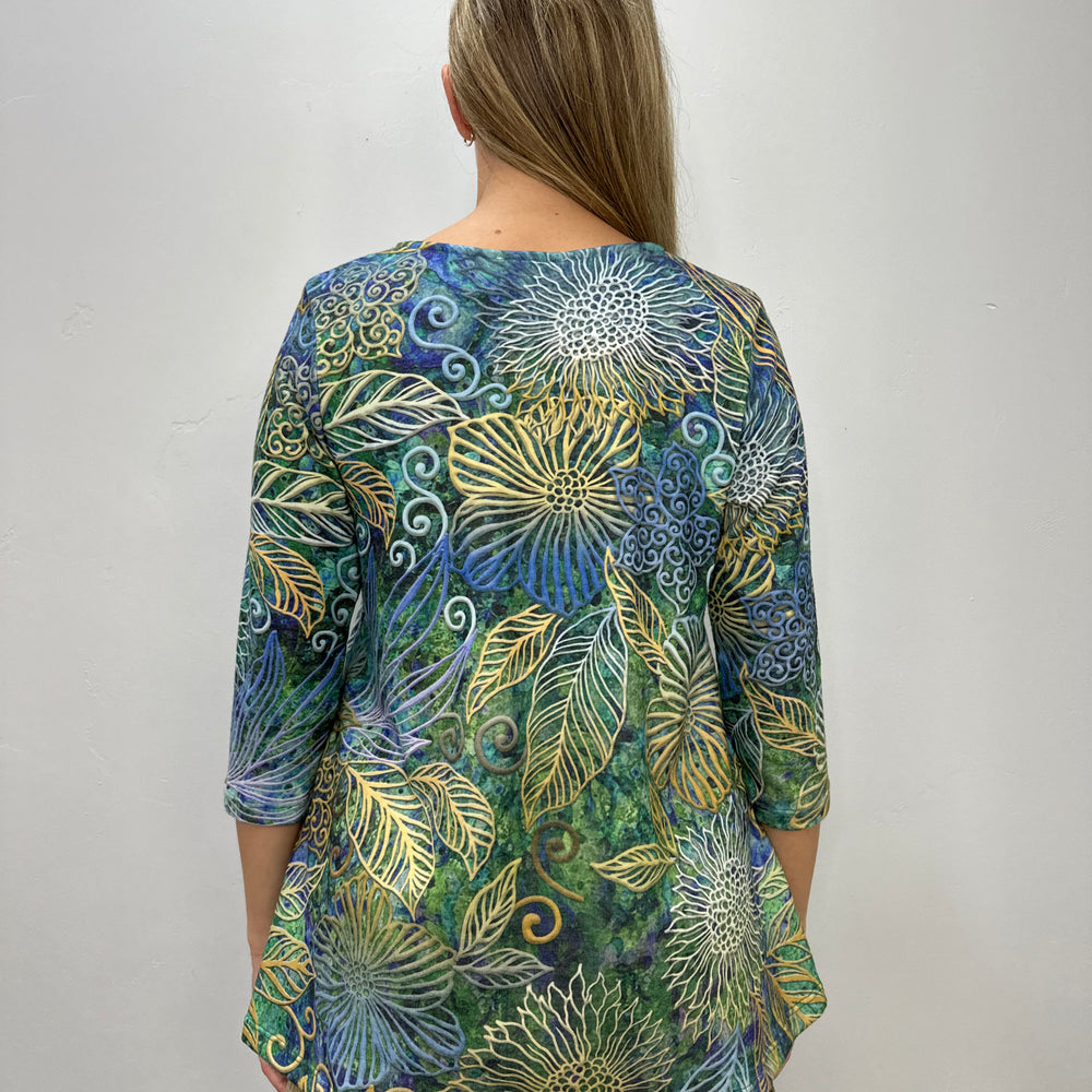 
                  
                    Blue Underwater Hacci Bushed 3/4 Sleeve Knit Tunic
                  
                