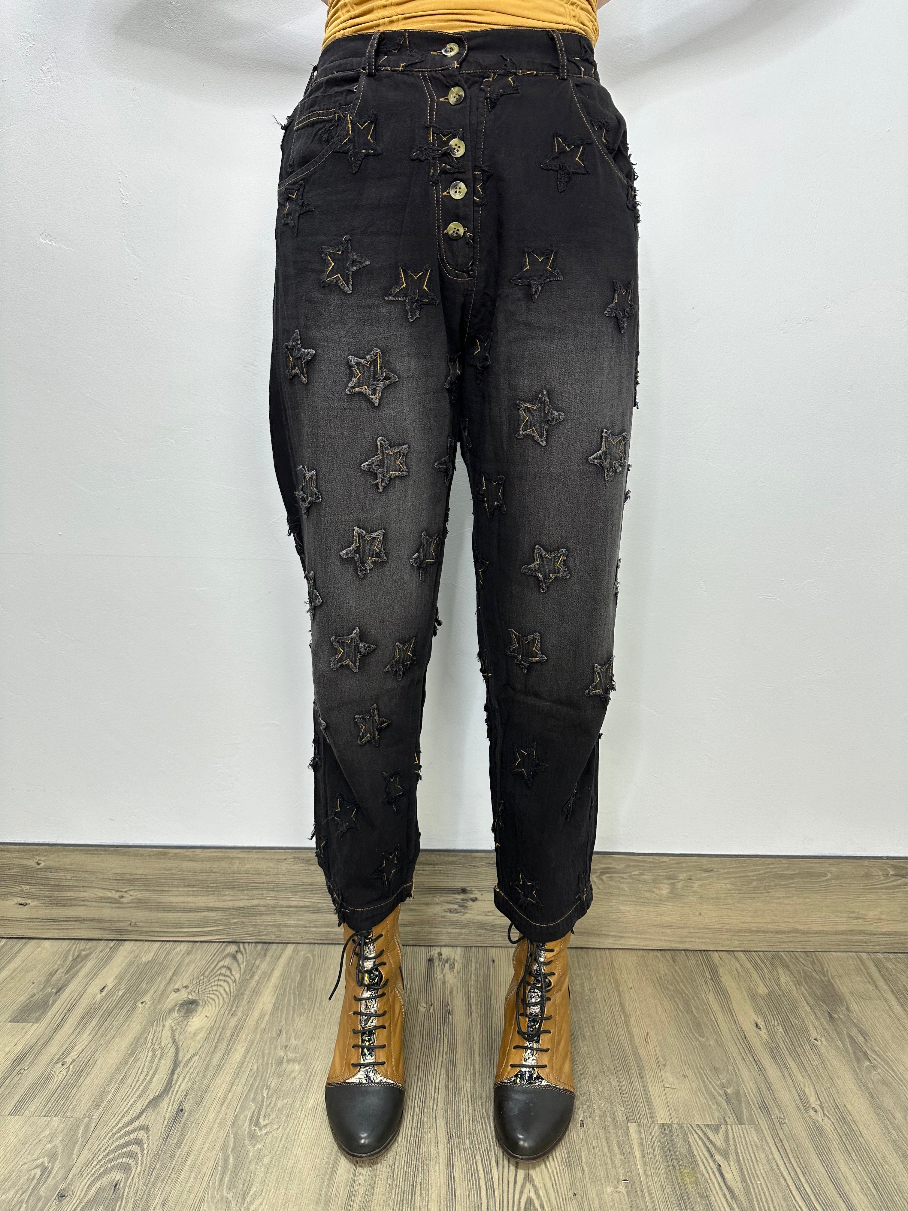 Black Jeans with Gold Star Accents – Twist Boutique