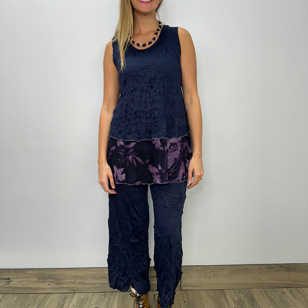 
                  
                    Navy Crinkle Full Length Pant
                  
                