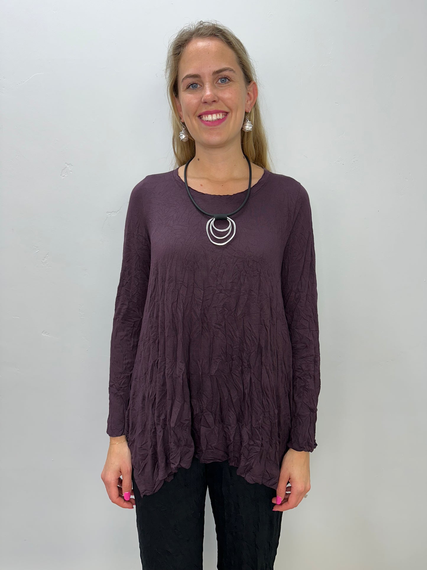 Mackenzie 3/4 Sleeve Crinkle Maple Top