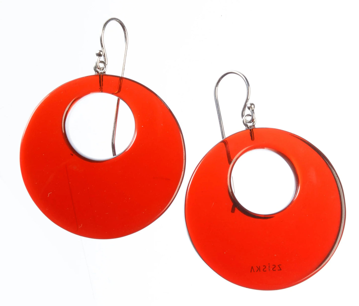 Deep Red Circle Polyresin Earring