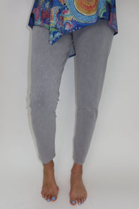 Silver Mineral Washed Full Length Cotton Legging