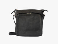 Black Genuine Leather RFID Organizer Cross Body Bag
