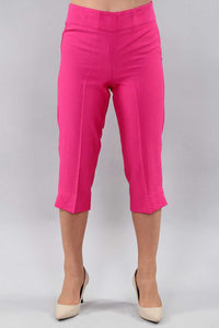 Fuchsia Pull On Flat Front Capris