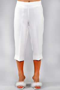 Ivory Pull On Flat Front Capris