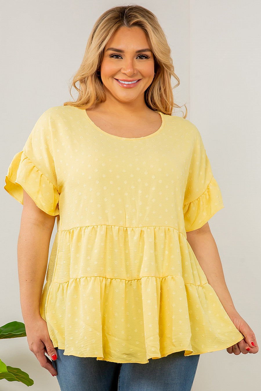 Yellow Multi Tier Short Sleeve Top