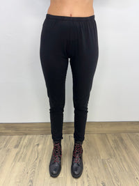 Black Fleece Pull On Leggings