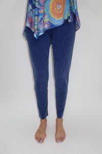 Denim Blue Mineral Washed Full Length Cotton Legging