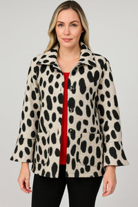Ivory Leopard Jacquard Button Down Coat