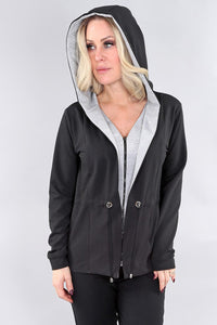 Black and Gray Long Sleeve Zip Up Hoodie