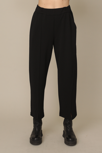 Black Stretch Crepe Ankle Pant