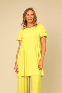 Lemon Lime ITY Striped Short Sleeve Tunic