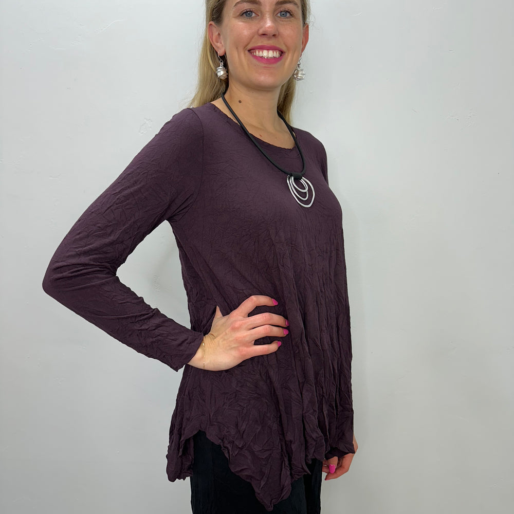 Mackenzie 3/4 Sleeve Crinkle Maple Top