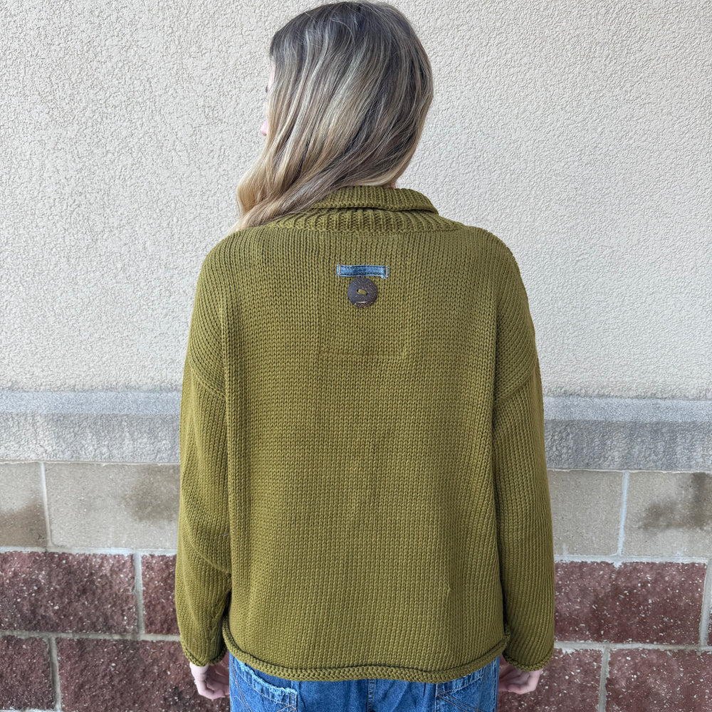 
                  
                    Olive Leaf Denim Sweater - One Size
                  
                