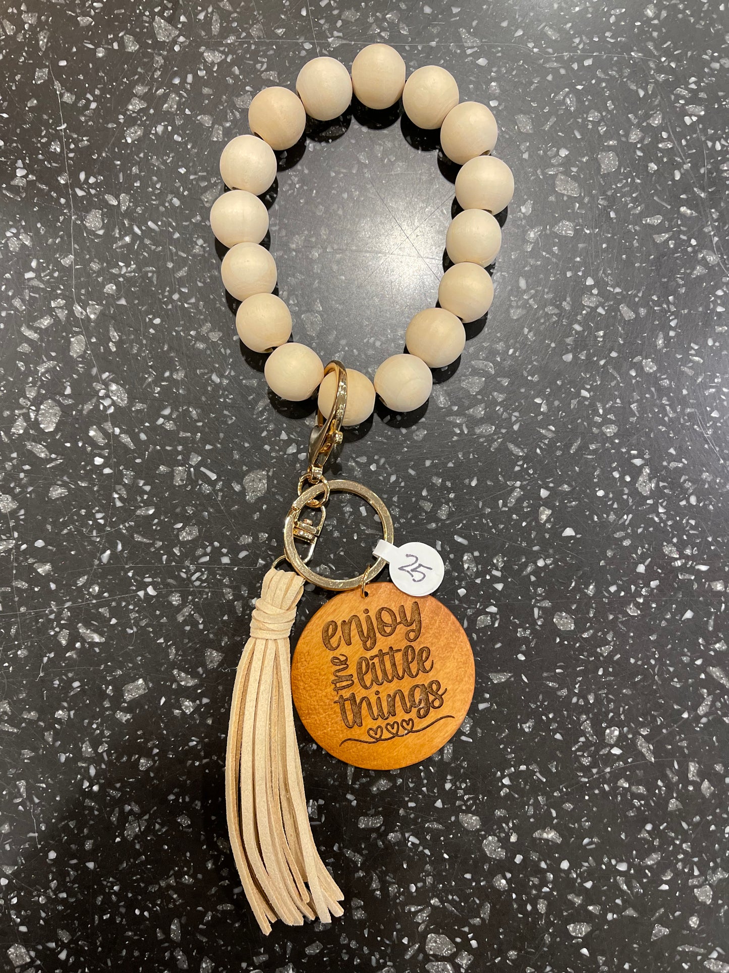 Beige "Enjoy the Little Things" Key Chain