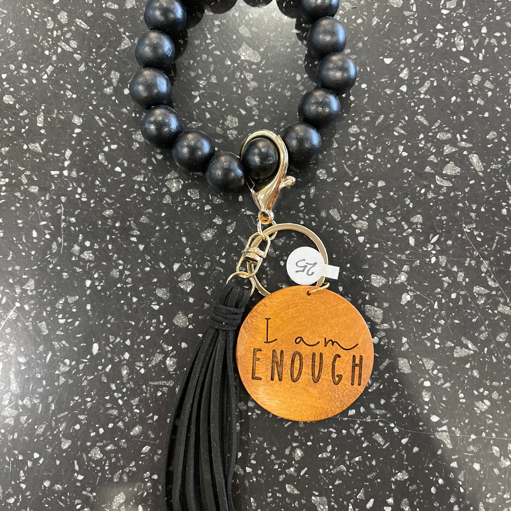 Black "I Am Enough" Key Chain