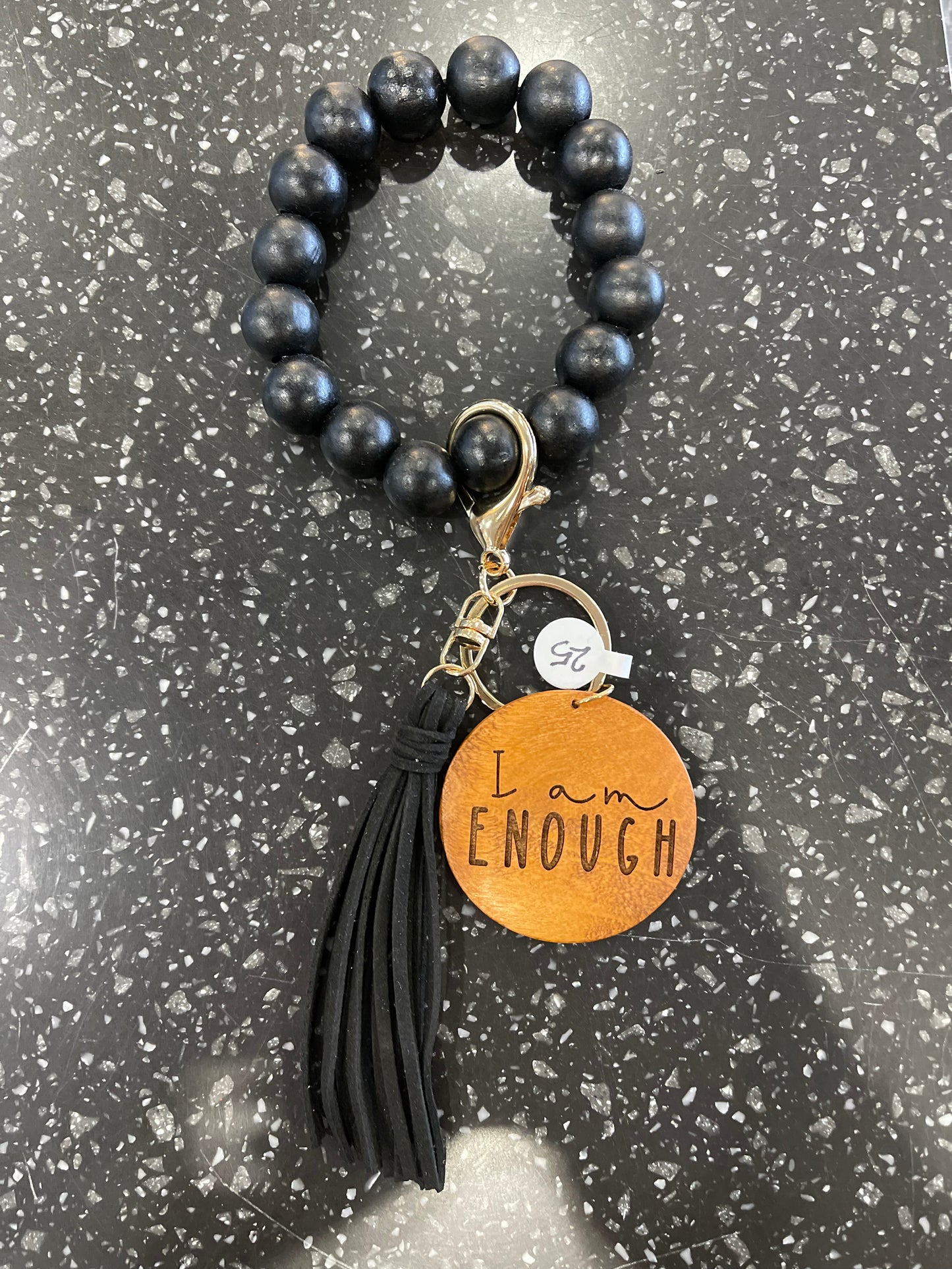 Black "I Am Enough" Key Chain