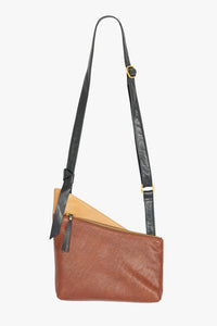 Brandy Brown Multicolor Genuine Leather RFID Cross Body Bag