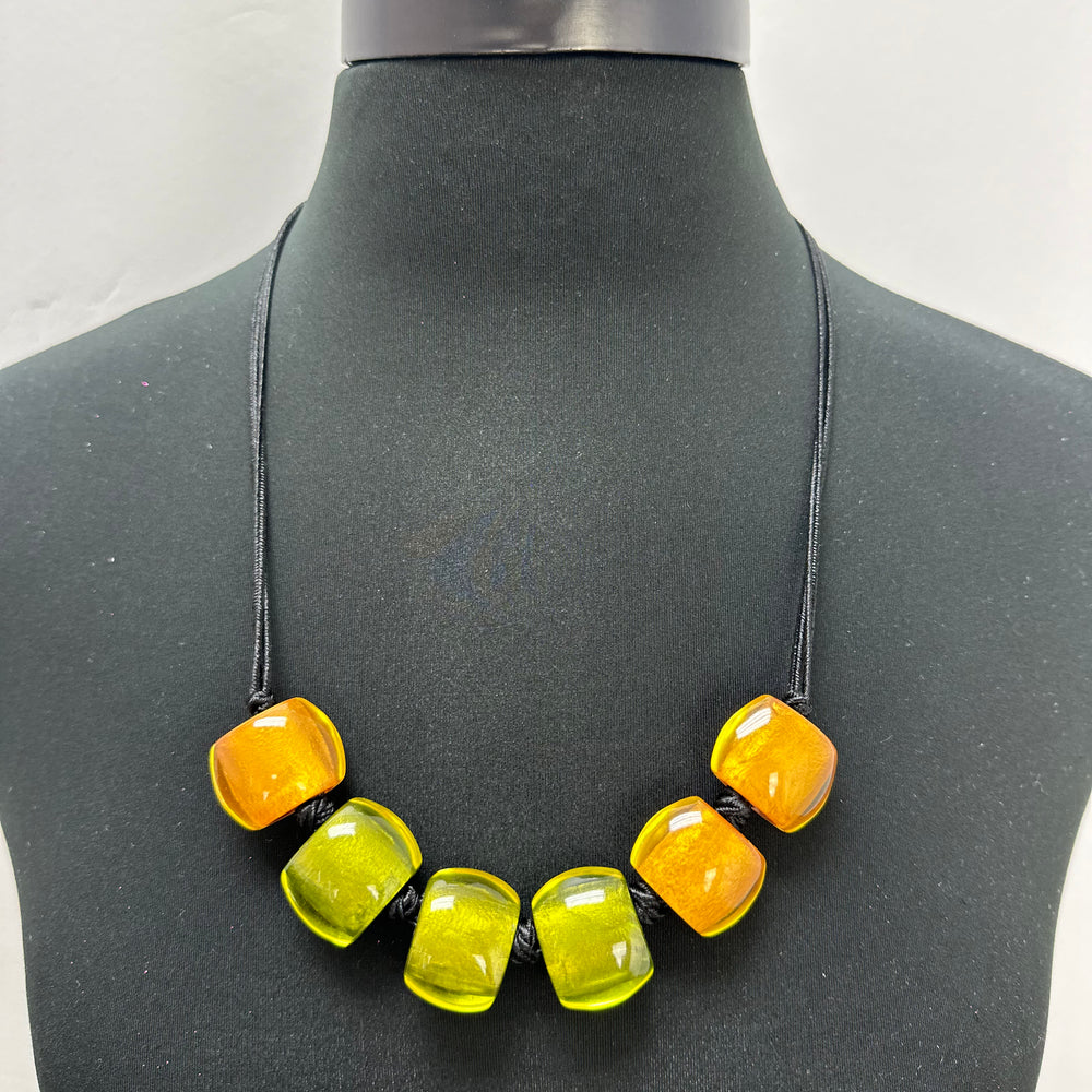 Green and Gold Cube Necklace