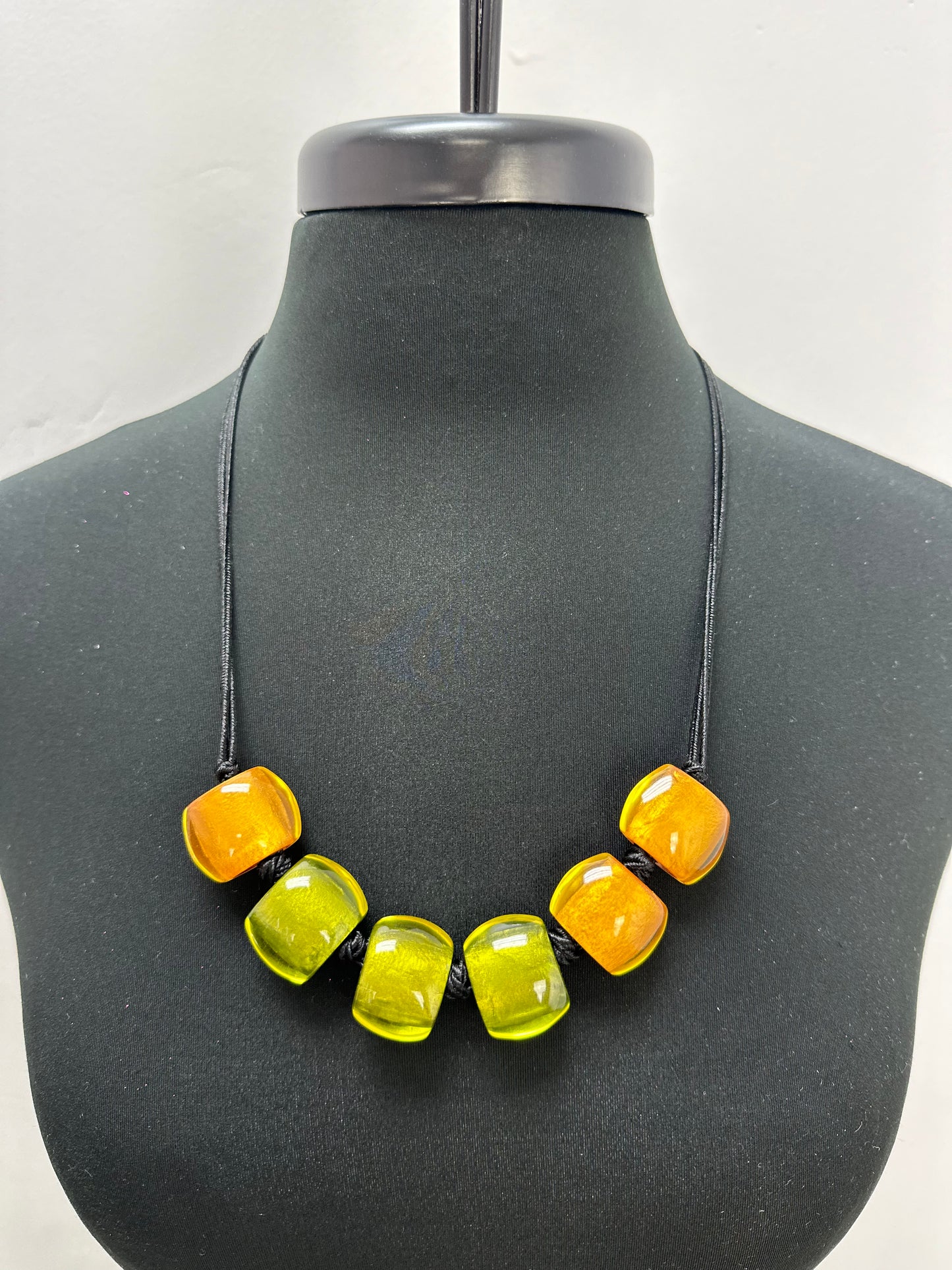 Green and Gold Cube Necklace