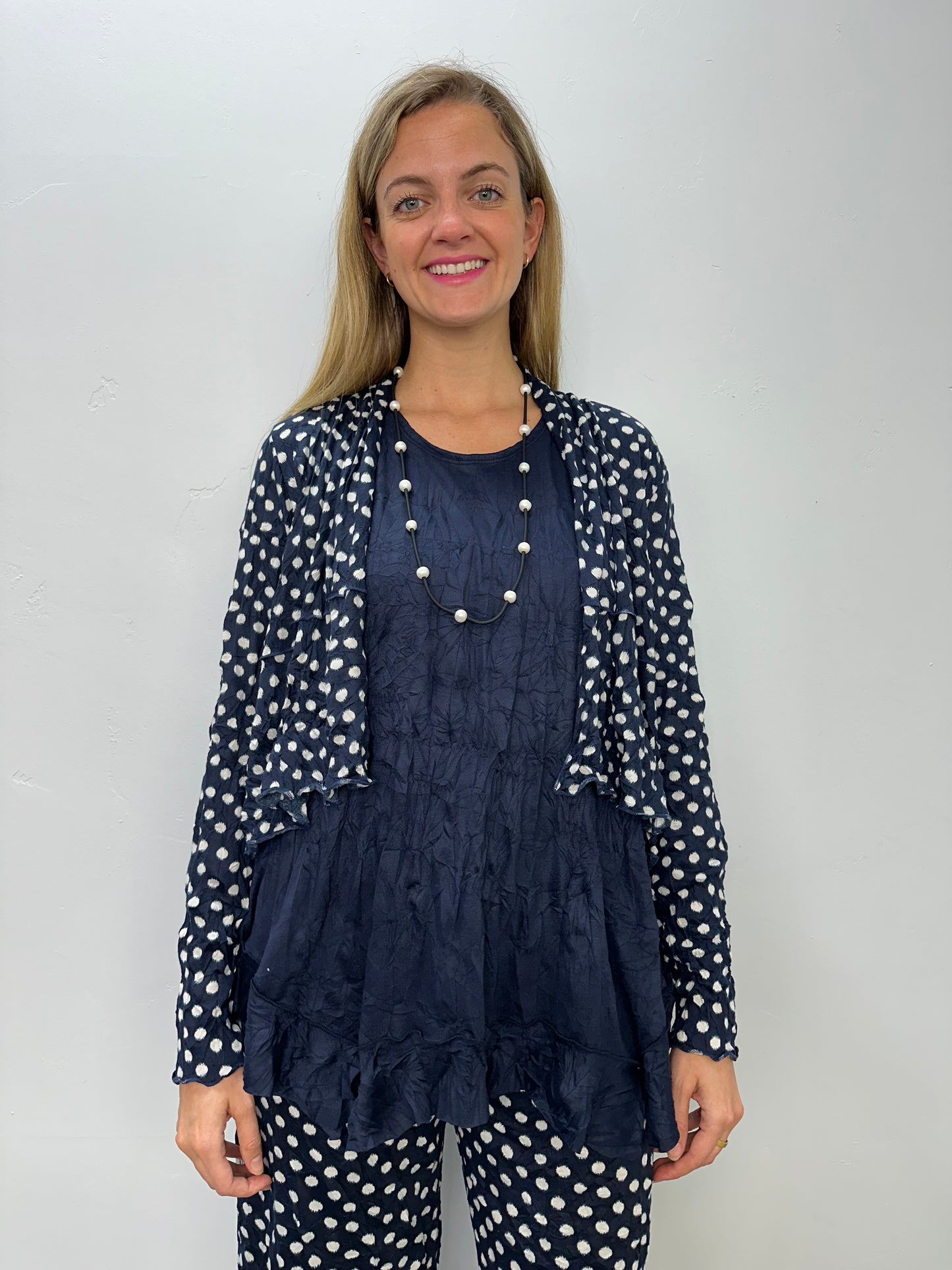 Navy Dots Shrug Cardigan