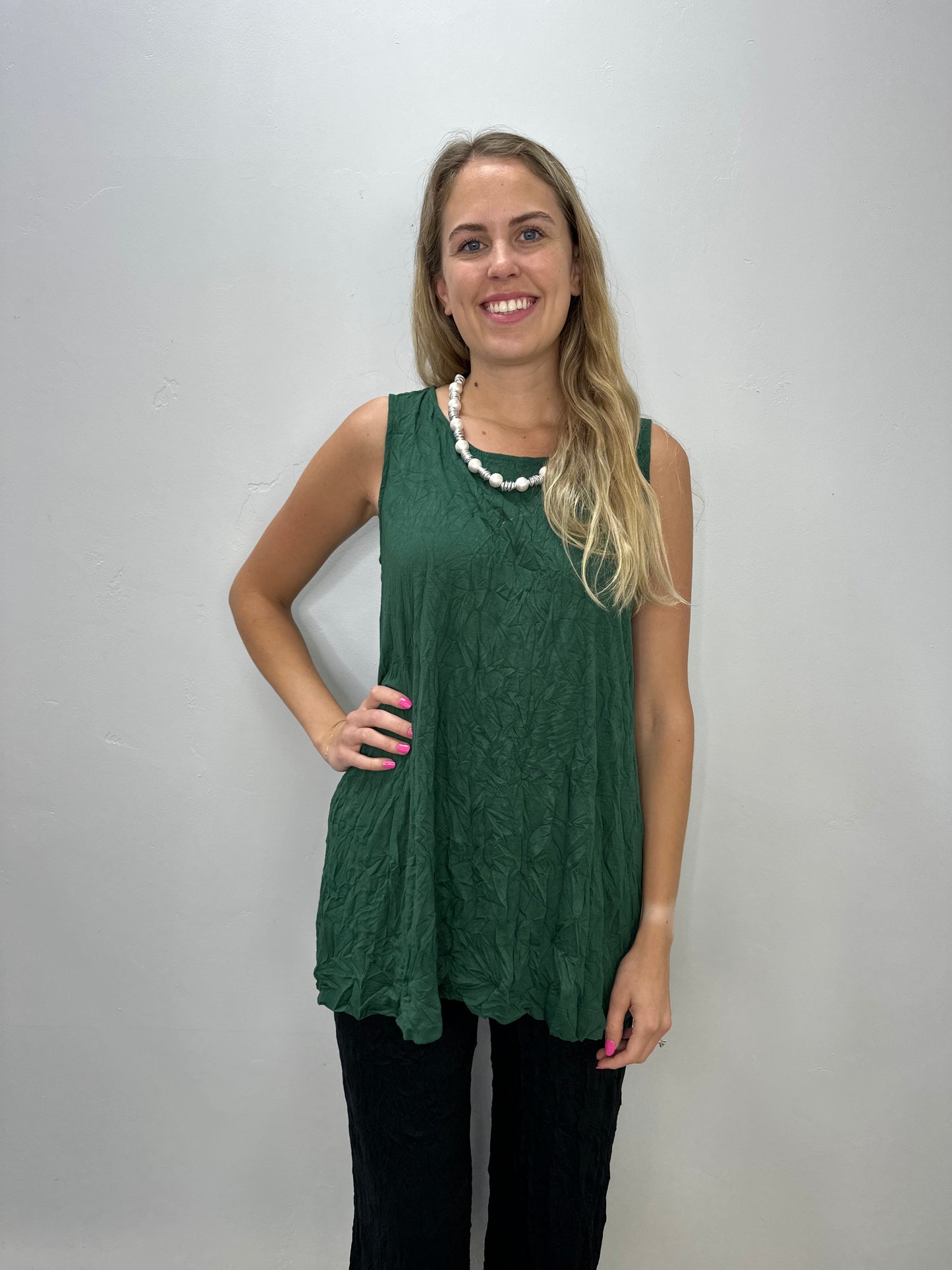 Liz Crinkle Tank - Brussel Green