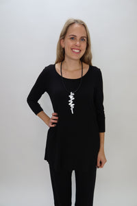 Black Tencel 3/4 Sleeve Tunic