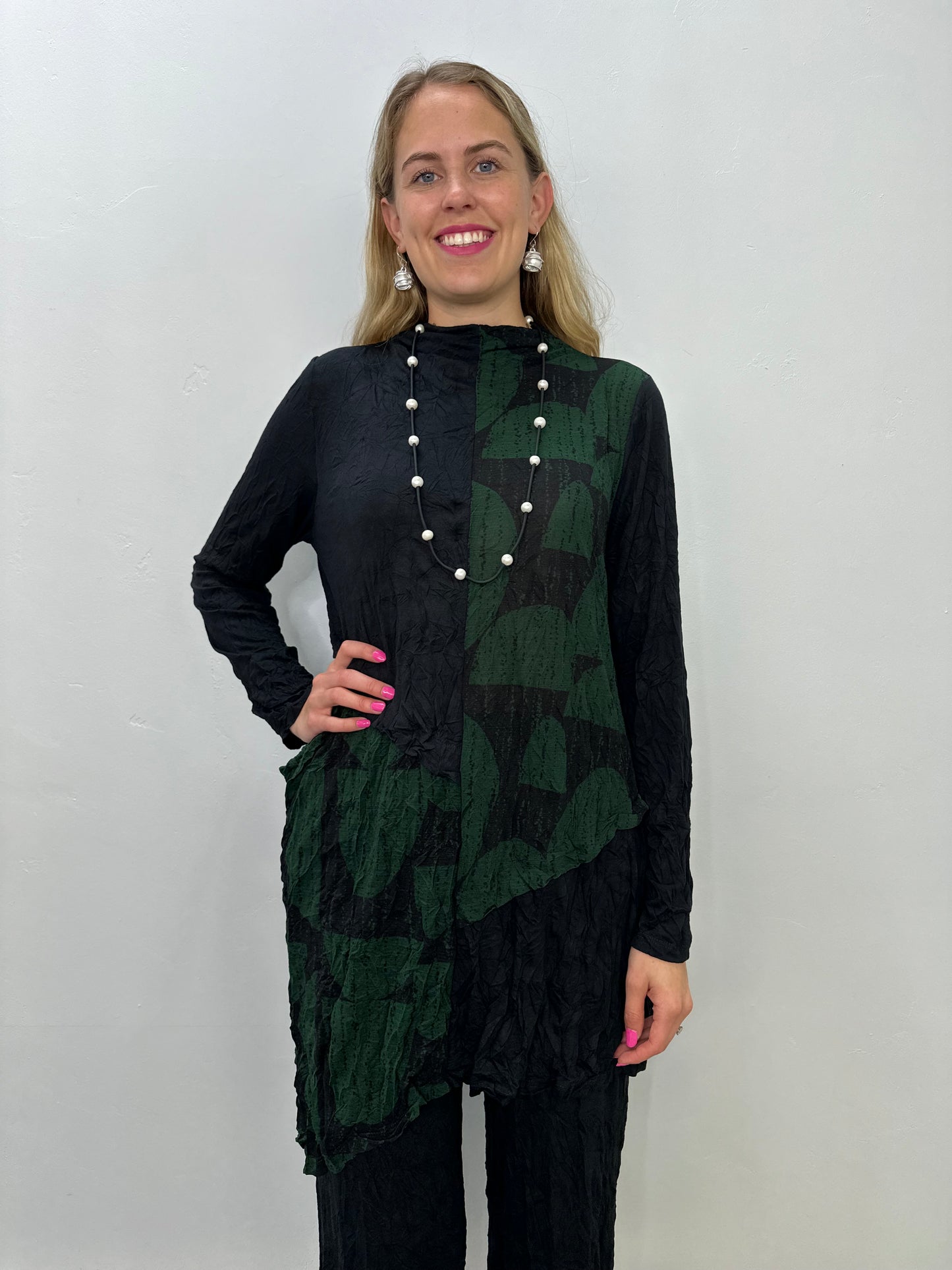 Brussel Green Asymmetric Octavia Tunic